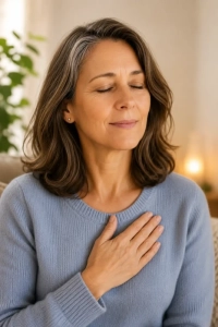 Woman calming herself