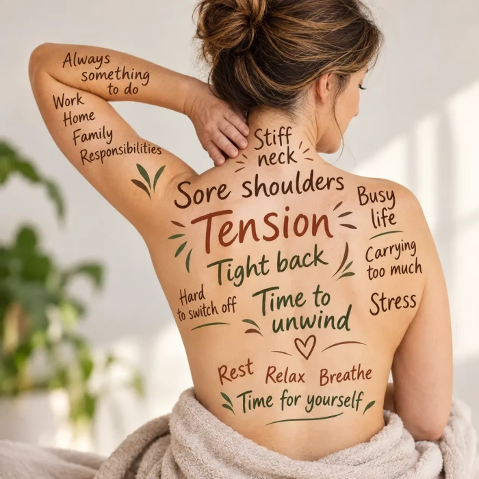 Woman with sore neck