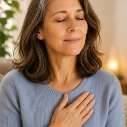 Woman calming herself