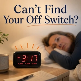 Woman looking at alarm clock
